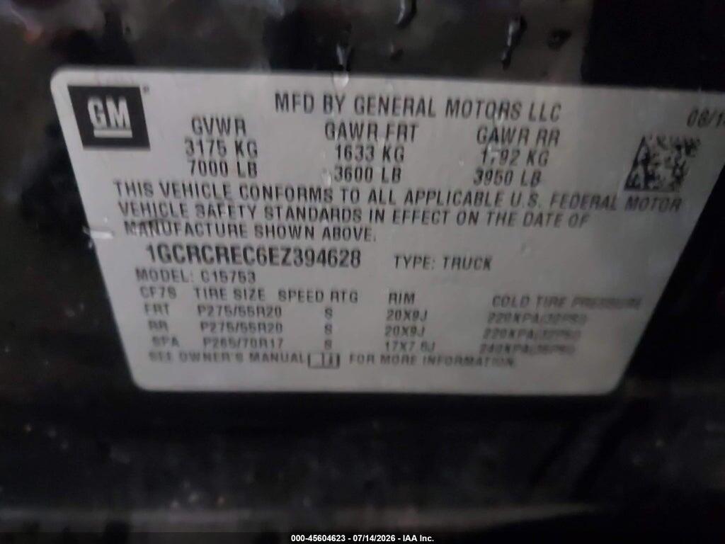1GCRCREC6EZ394628 2014 CHEVROLET SILVERADO 1500 photo no. 9