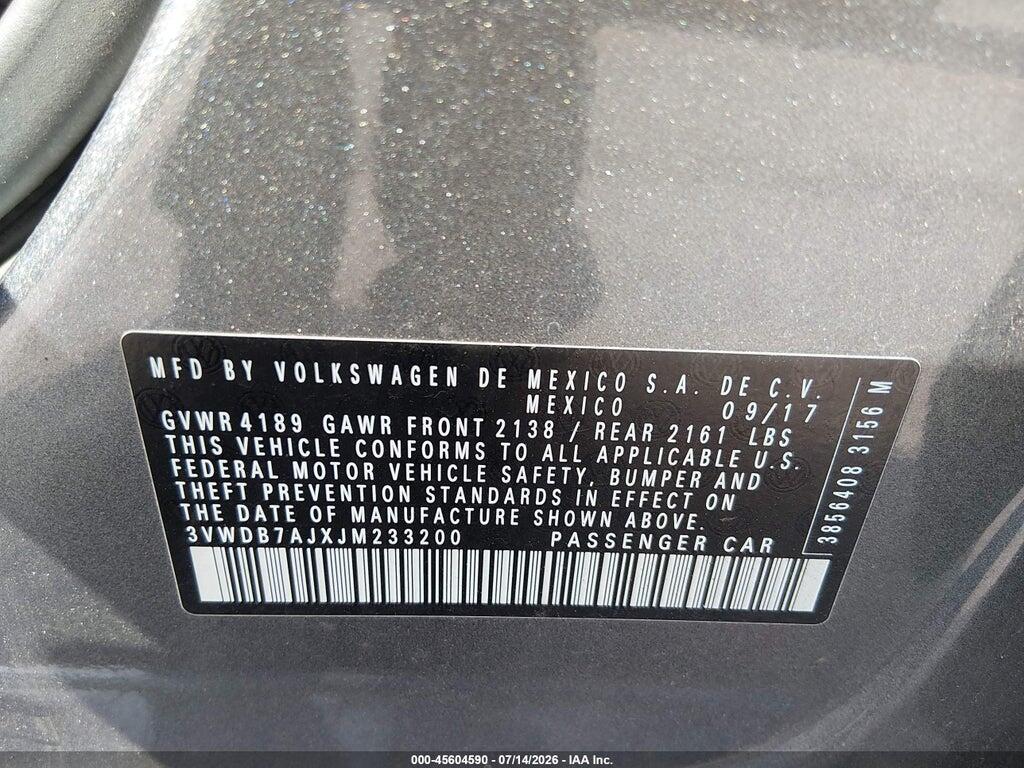 3VWDB7AJXJM233200 2018 VOLKSWAGEN JETTA photo no. 9