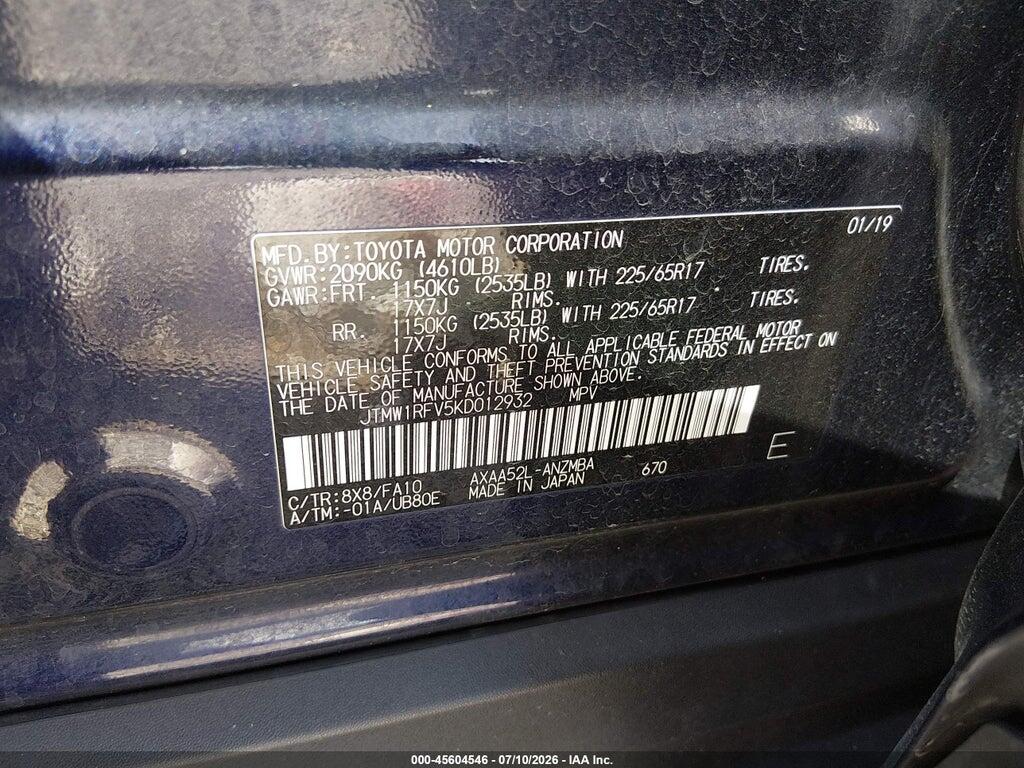 JTMW1RFV5KD012932 2019 TOYOTA RAV4 photo no. 9