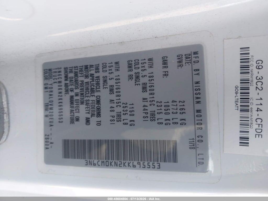 3N6CM0KN2KK695553 2019 NISSAN NV200 photo no. 9
