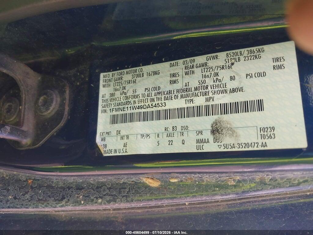 1FMNE11W49DA54533 2009 FORD E-150 photo no. 9