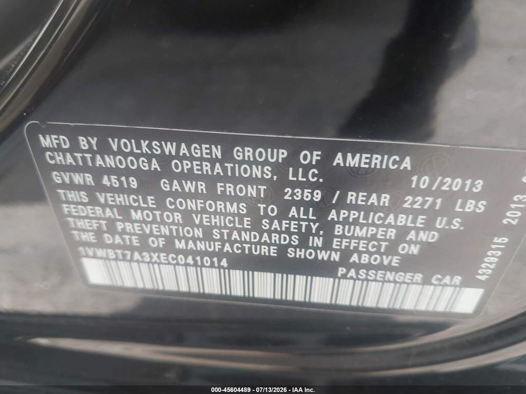 1VWBT7A3XEC041014 2014 VOLKSWAGEN PASSAT photo no. 9