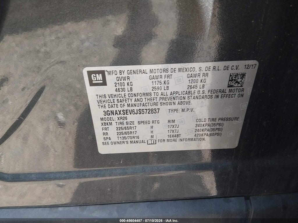 3GNAXSEV6JS572837 2018 CHEVROLET EQUINOX photo no. 9