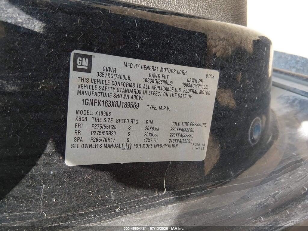 1GNFK163X8J189569 2008 CHEVROLET SUBURBAN 1500 photo no. 9