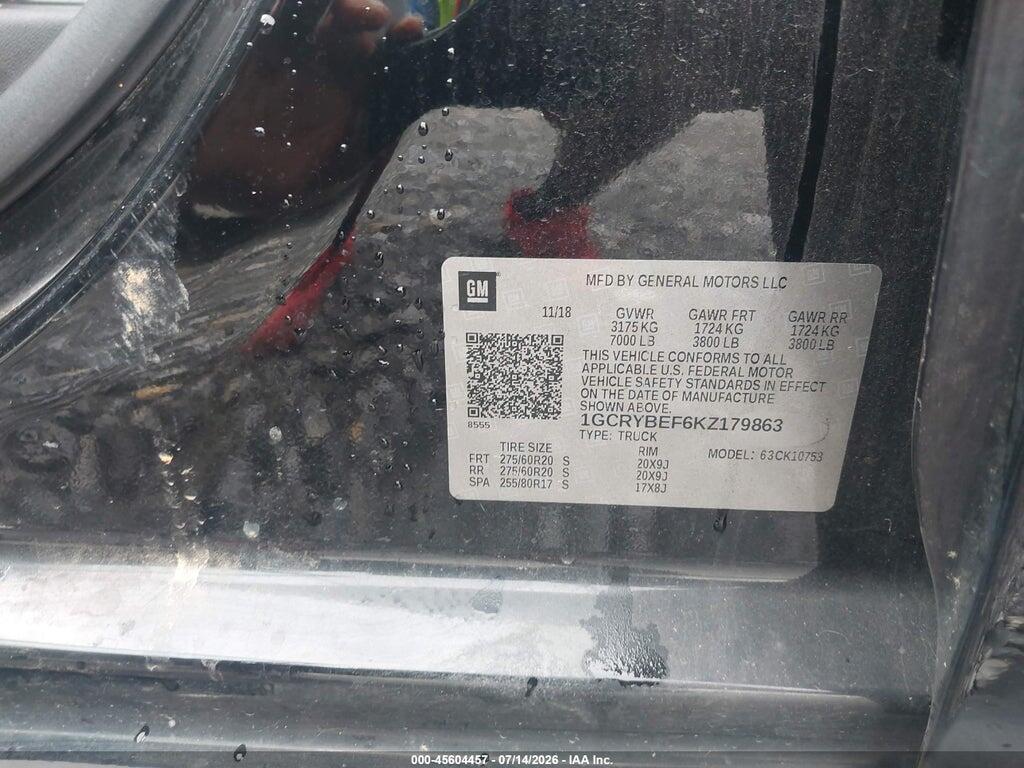 1GCRYBEF6KZ179863 2019 CHEVROLET SILVERADO 1500 photo no. 9