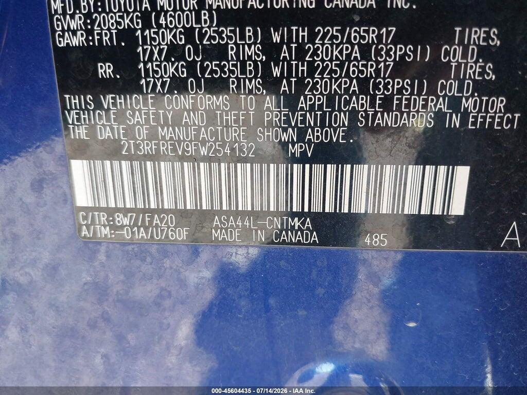 2T3RFREV9FW254132 2015 TOYOTA RAV4 photo no. 9