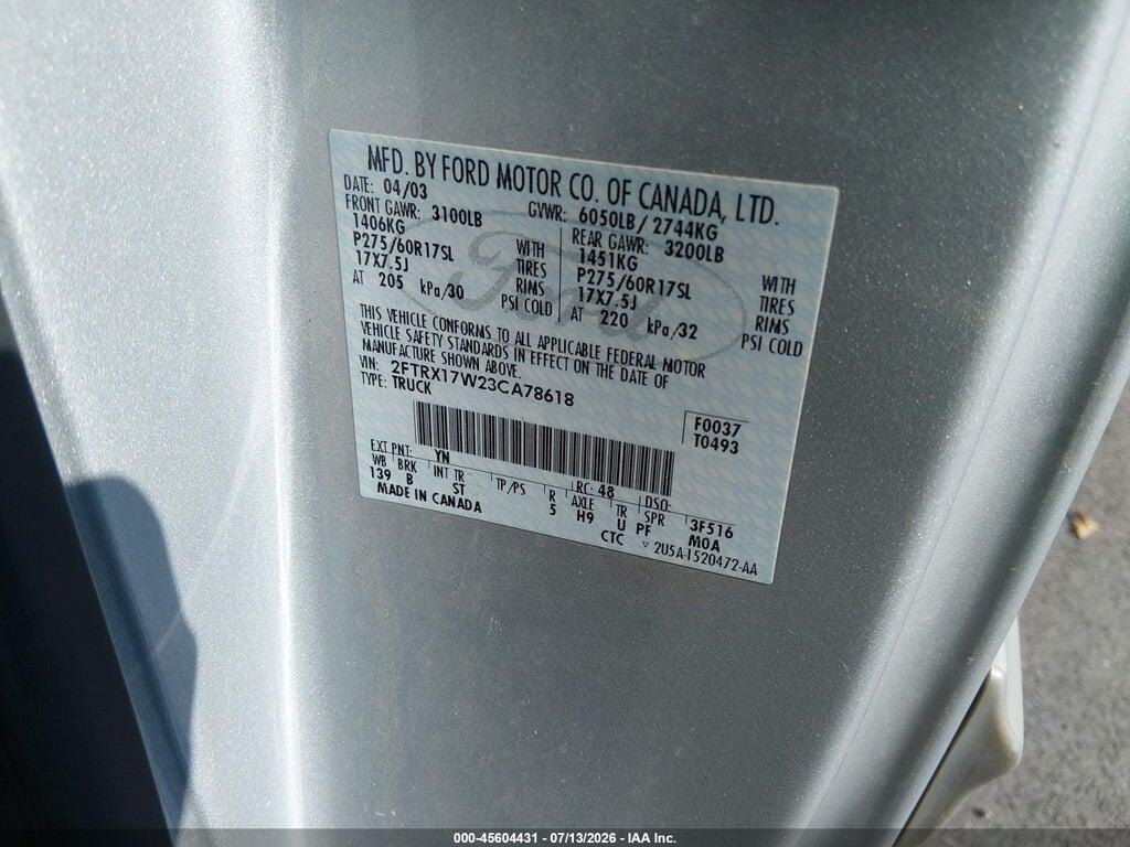 2FTRX17W23CA78618 2003 FORD F-150 photo no. 9
