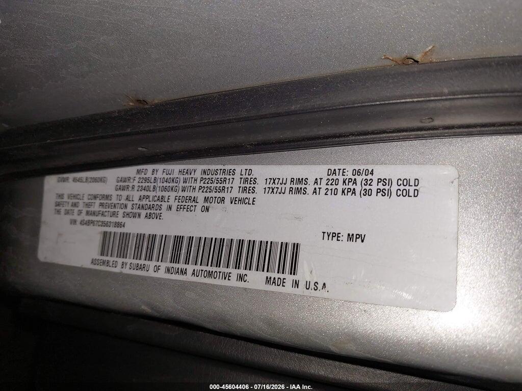 4S4BP67C356318864 2005 SUBARU OUTBACK photo no. 9