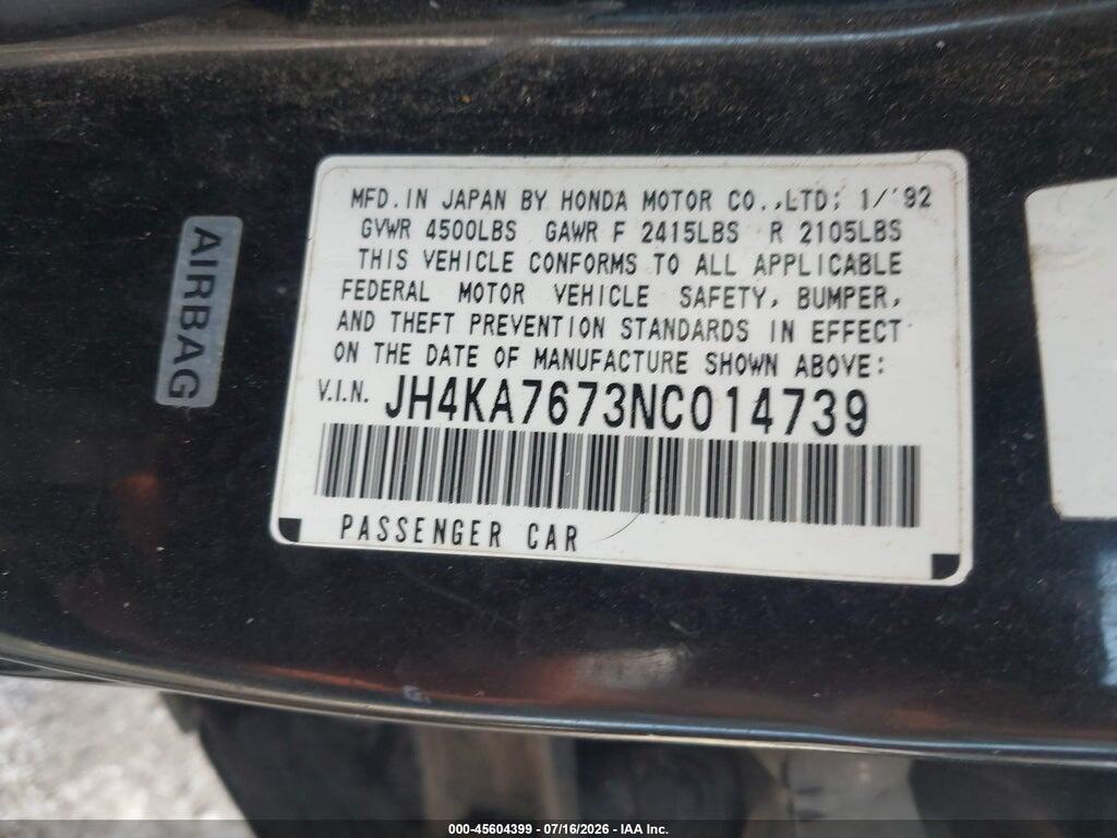JH4KA7673NC014739 1992 ACURA LEGEND photo no. 9