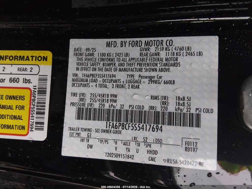 1FA6P8CF5S5417694 2025 FORD MUSTANG photo no. 9