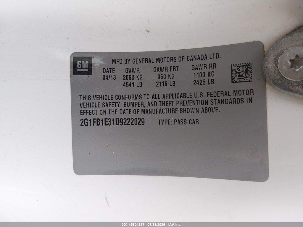 2G1FB1E31D9222029 2013 CHEVROLET CAMARO photo no. 9