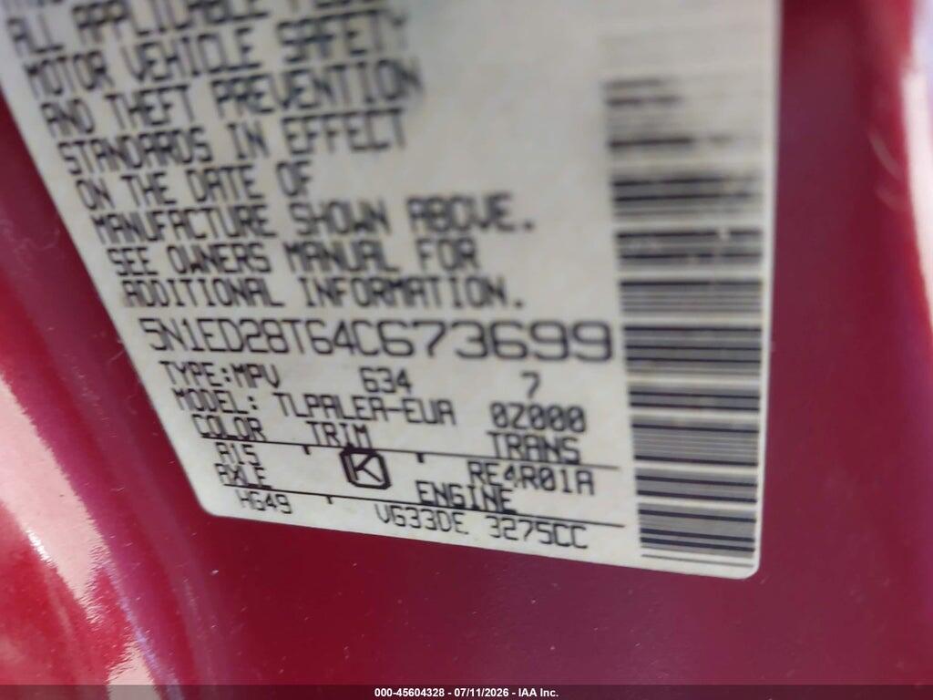 5N1ED28T64C673699 2004 NISSAN XTERRA photo no. 9