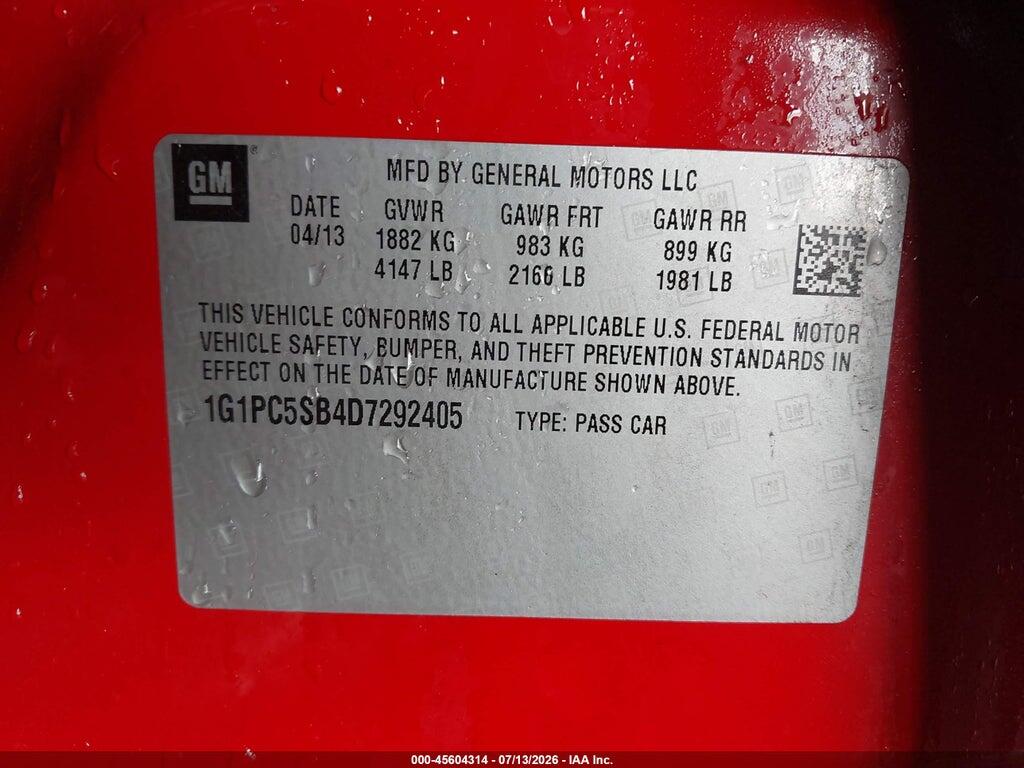 1G1PC5SB4D7292405 2013 CHEVROLET CRUZE photo no. 9