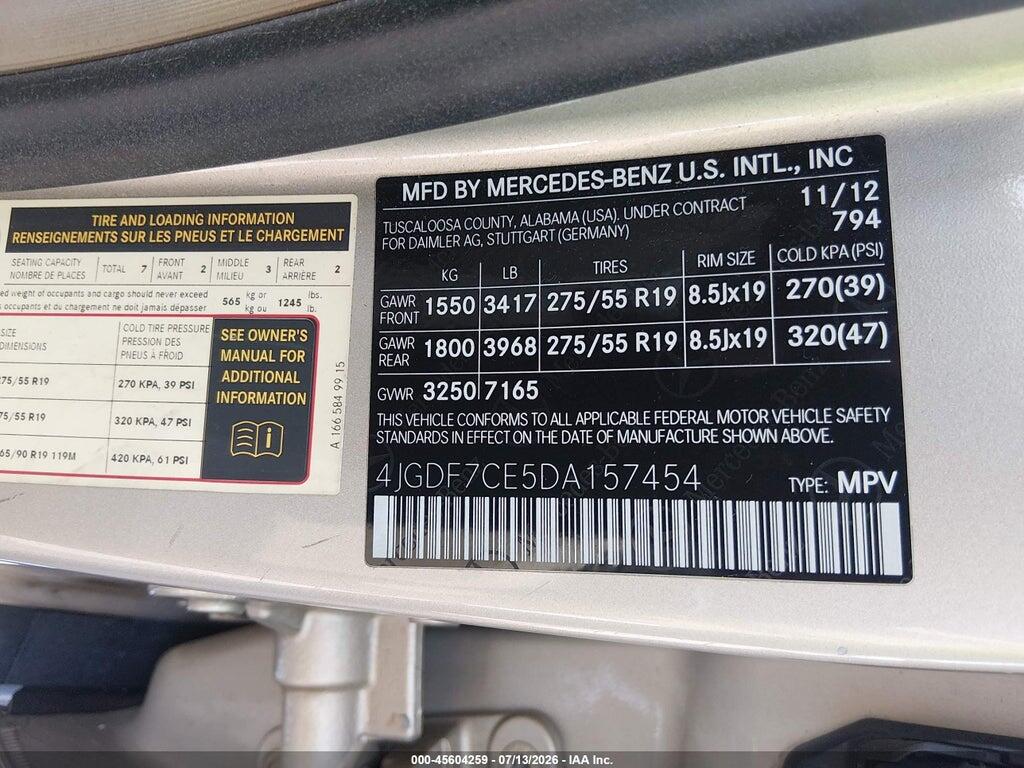 4JGDF7CE5DA157454 2013 MERCEDES-BENZ GL 450 photo no. 9