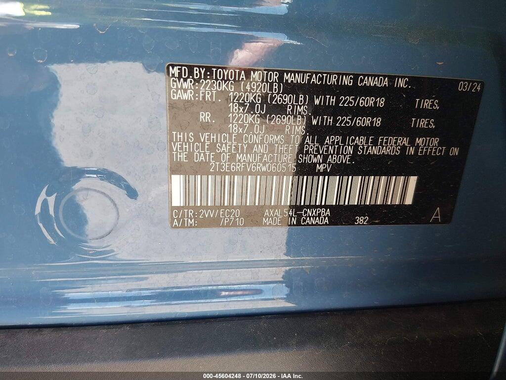 2T3E6RFV6RW060515 2024 TOYOTA RAV4 HYBRID photo no. 9
