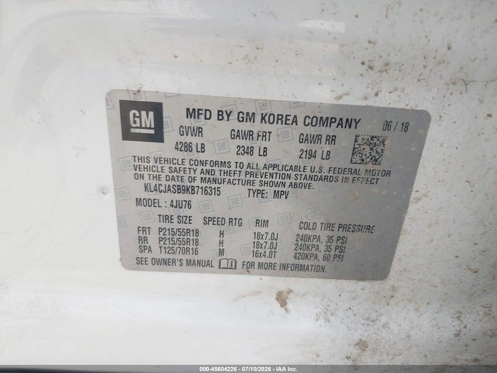 KL4CJASB9KB716315 2019 BUICK ENCORE photo no. 9