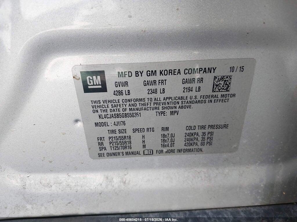KL4CJASB5GB550351 2016 BUICK ENCORE photo no. 9