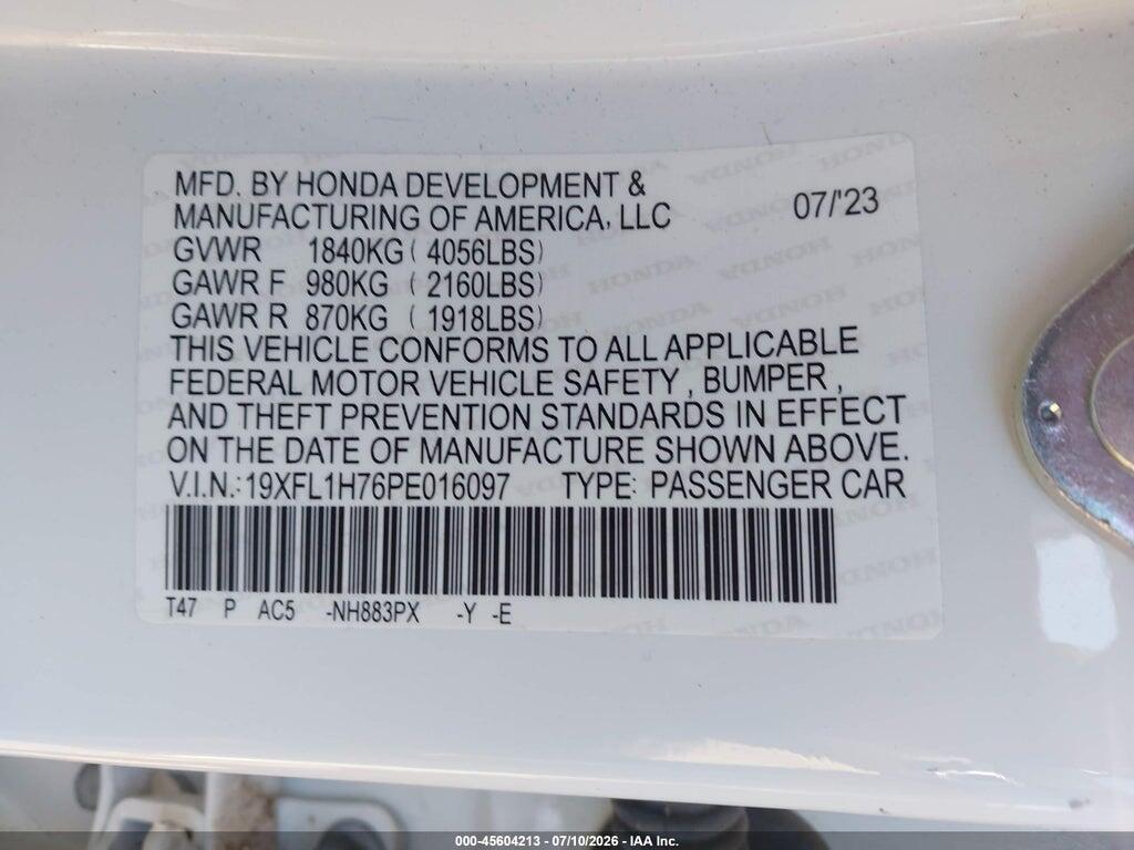 19XFL1H76PE016097 2023 HONDA CIVIC photo no. 9