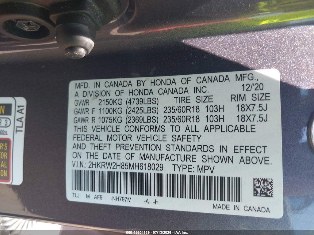 2HKRW2H85MH618029 2021 HONDA CR-V photo no. 9