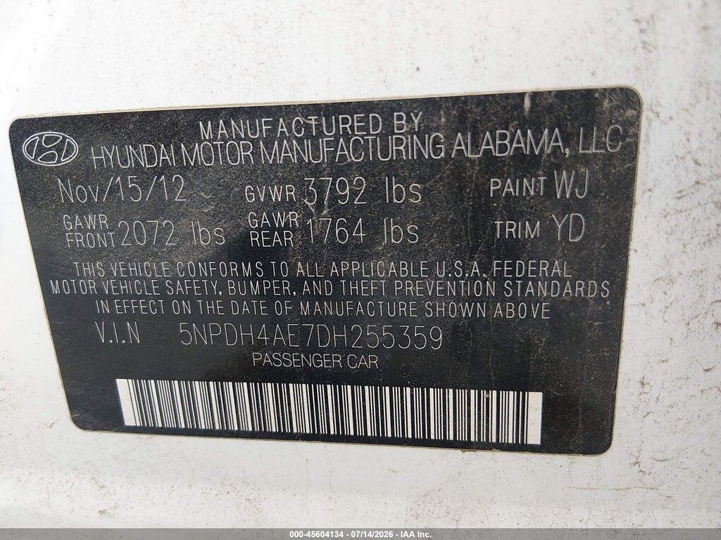 5NPDH4AE7DH255359 2013 HYUNDAI ELANTRA photo no. 9