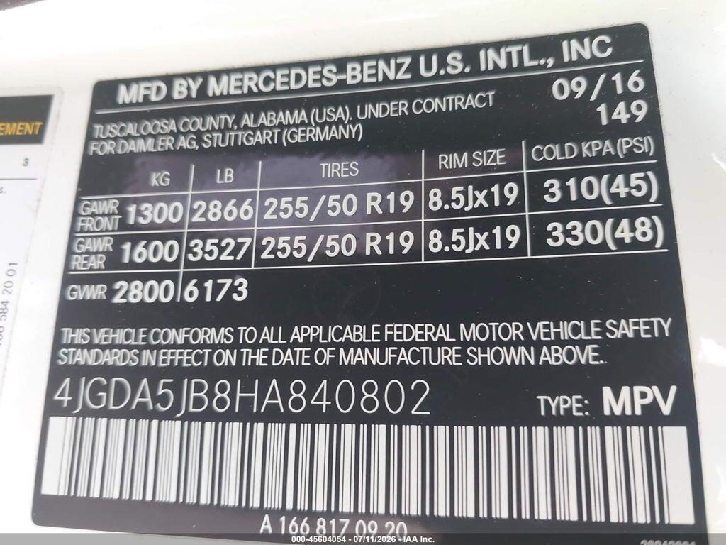 4JGDA5JB8HA840802 2017 MERCEDES-BENZ GLE 350 photo no. 9