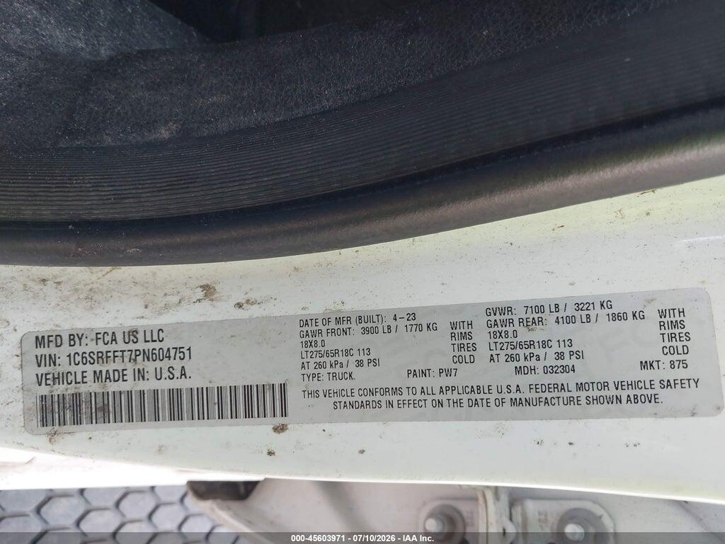 1C6SRFFT7PN604751 2023 RAM 1500 photo no. 9