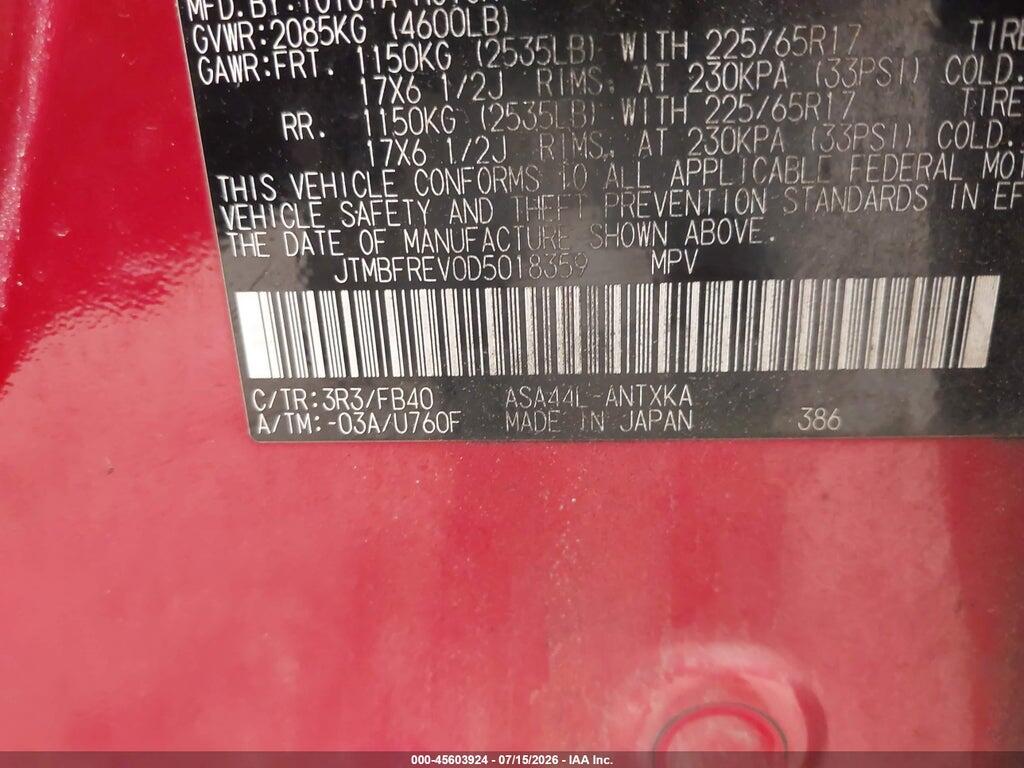 JTMBFREV0D5018359 2013 TOYOTA RAV4 photo no. 9