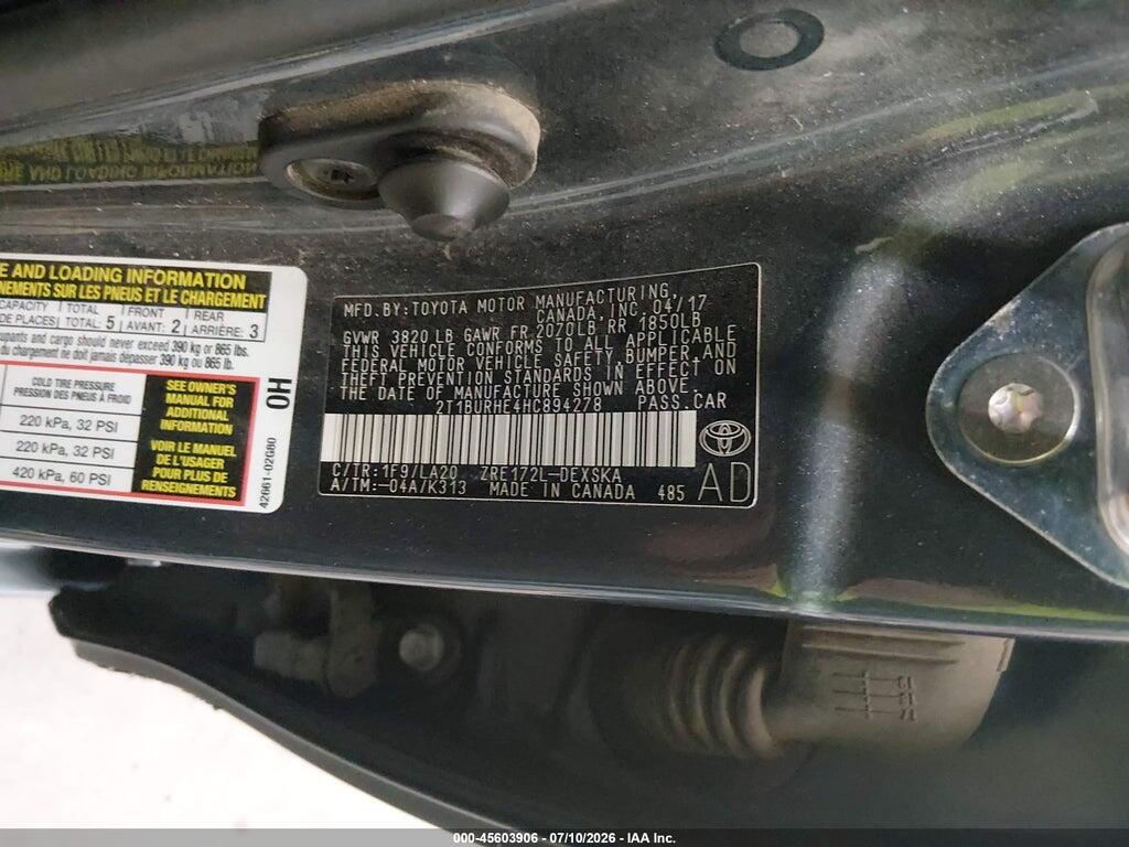 2T1BURHE4HC894278 2017 TOYOTA COROLLA photo no. 9
