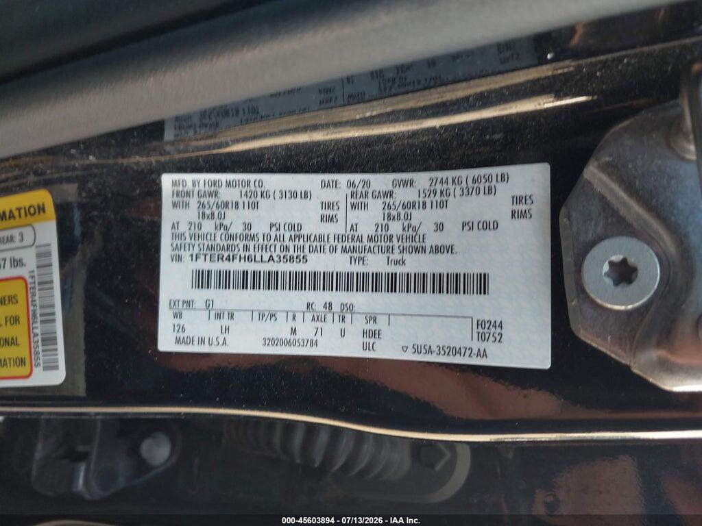 1FTER4FH6LLA35855 2020 FORD RANGER photo no. 9