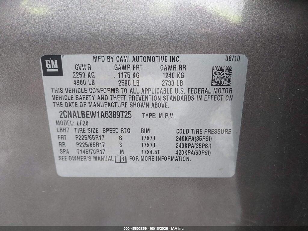 2CNALBEW1A6389725 2010 CHEVROLET EQUINOX photo no. 9