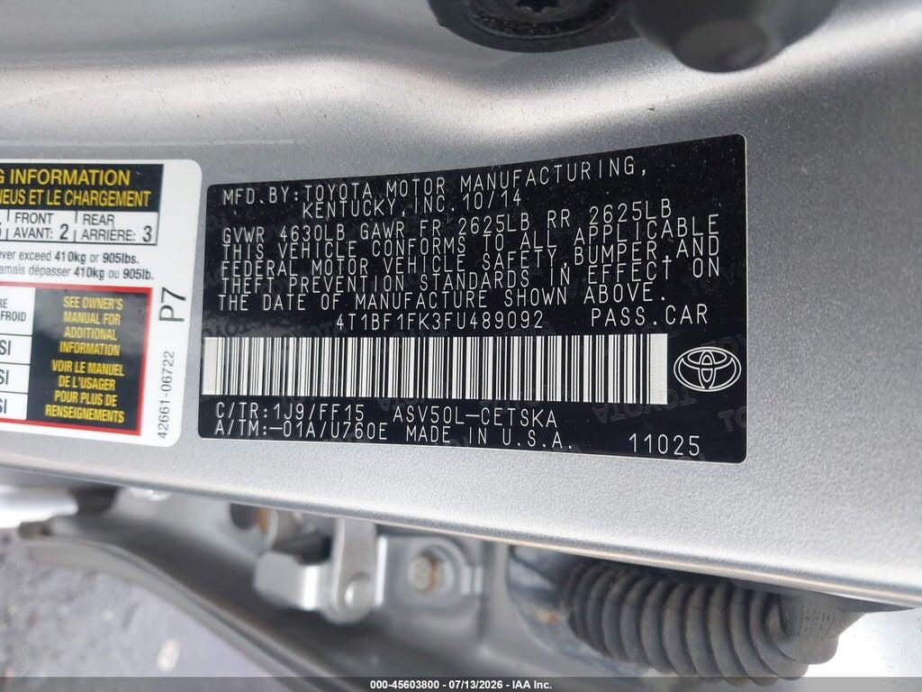4T1BF1FK3FU489092 2015 TOYOTA CAMRY photo no. 9