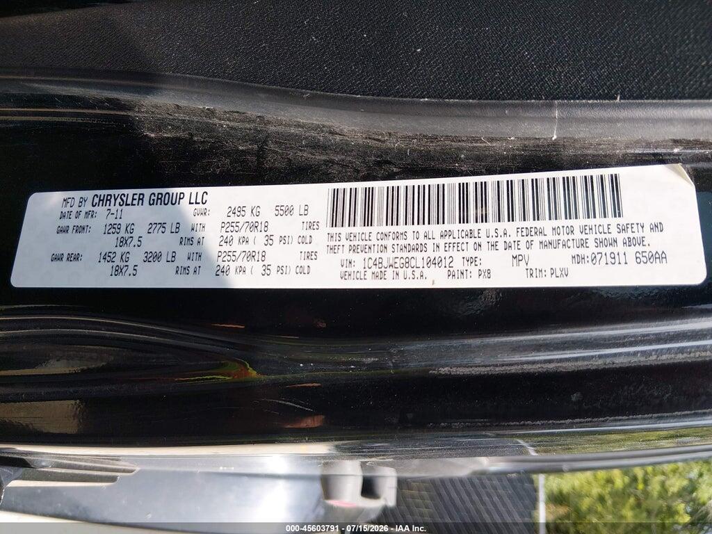1C4BJWEG8CL104012 2012 JEEP WRANGLER UNLIMITED photo no. 9