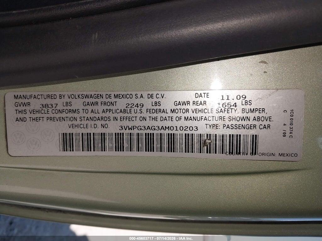 3VWPG3AG3AM010203 2010 VOLKSWAGEN NEW BEETLE photo no. 9