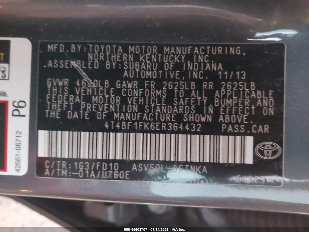 4T4BF1FK6ER364432 2014 TOYOTA CAMRY photo no. 9