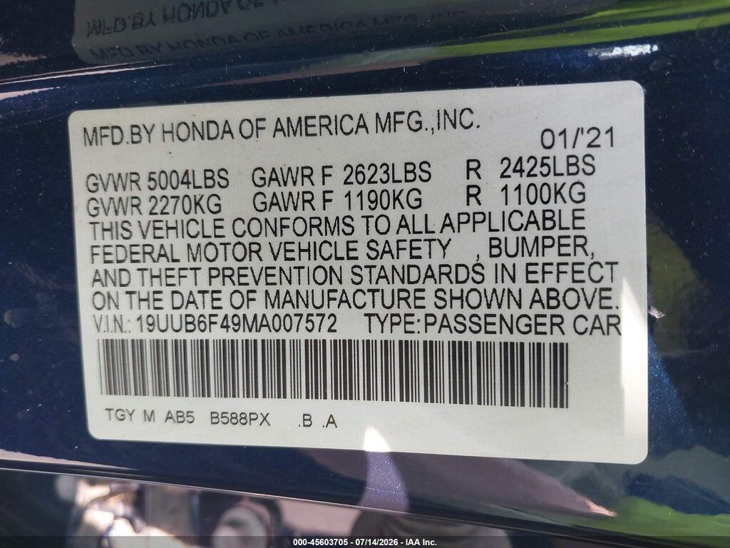 19UUB6F49MA007572 2021 ACURA TLX photo no. 9