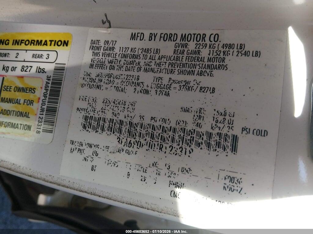 3FA6P0PU0JR123318 2018 FORD FUSION ENERGI photo no. 9