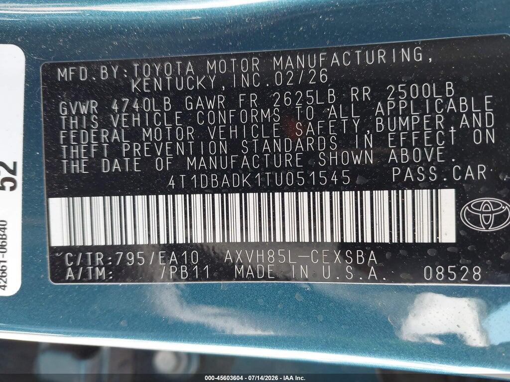 4T1DBADK1TU051545 2026 TOYOTA CAMRY photo no. 9