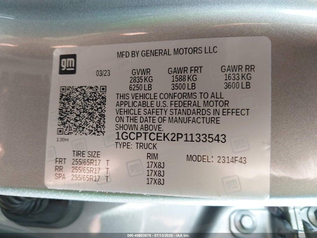 1GCPTCEK2P1133543 2023 CHEVROLET COLORADO photo no. 9