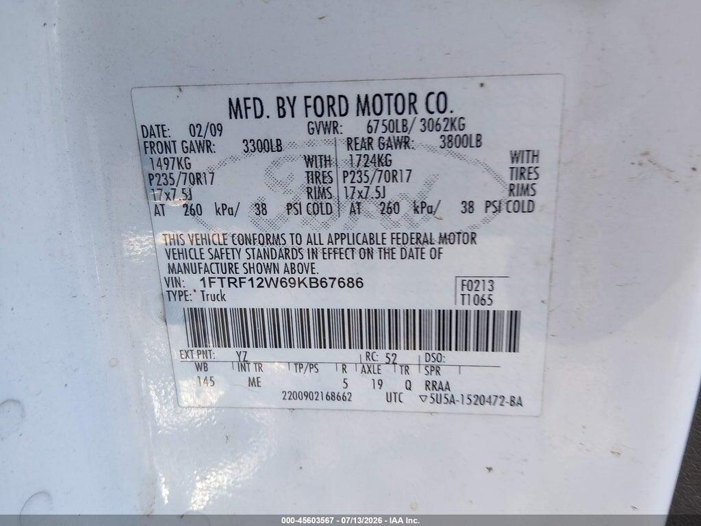 1FTRF12W69KB67686 2009 FORD F-150 photo no. 9