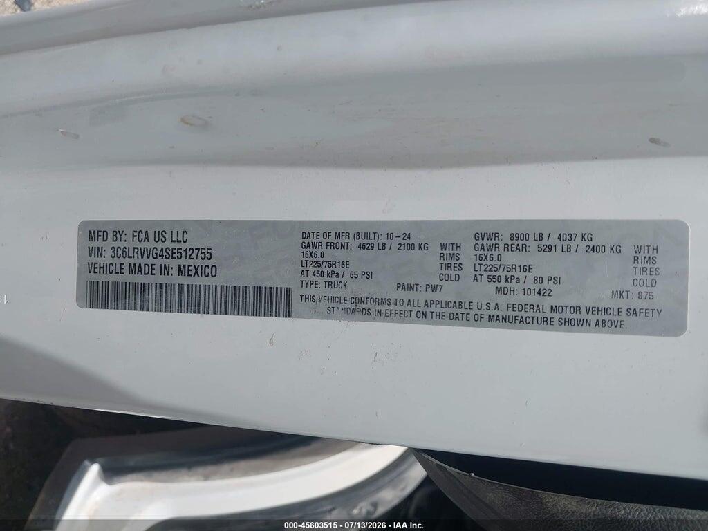 3C6LRVVG4SE512755 2025 RAM PROMASTER 2500 photo no. 9