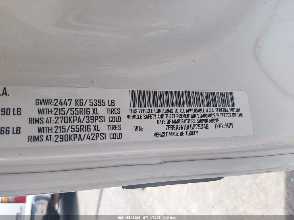 ZFBERFAT8F6979346 2015 RAM PROMASTER CITY photo no. 9