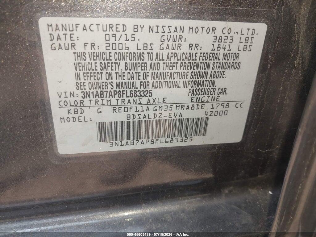 3N1AB7AP8FL683325 2015 NISSAN SENTRA photo no. 9