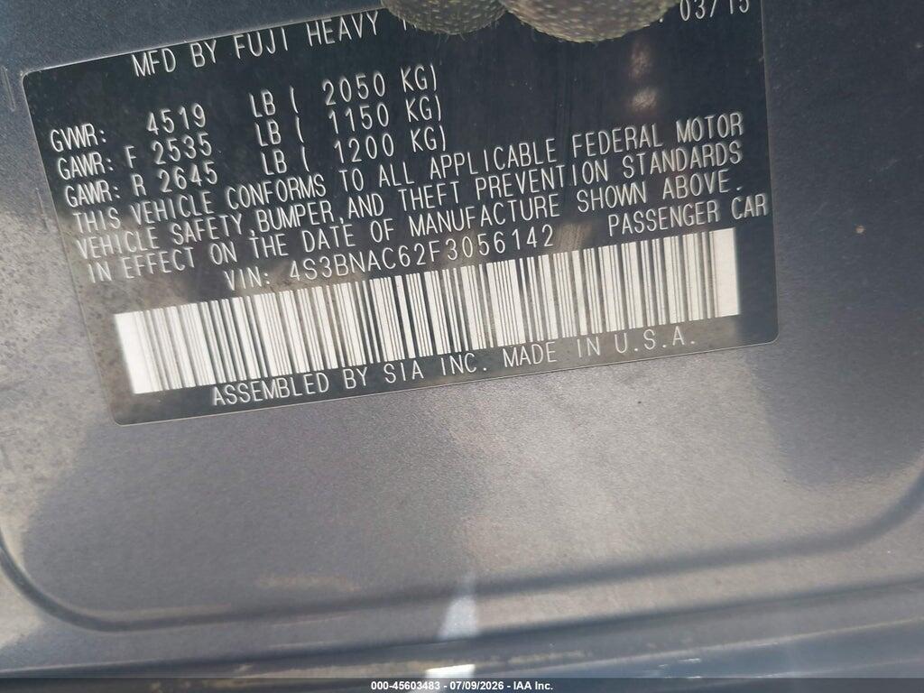 4S3BNAC62F3056142 2015 SUBARU LEGACY photo no. 9