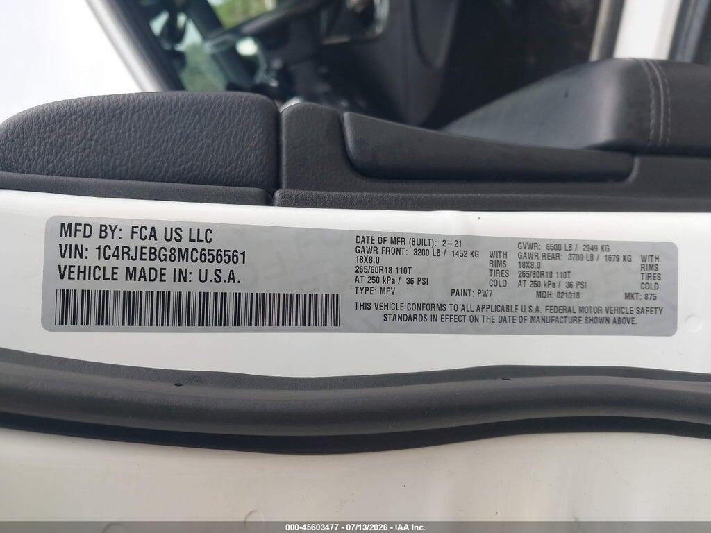1C4RJEBG8MC656561 2021 JEEP GRAND CHEROKEE photo no. 9