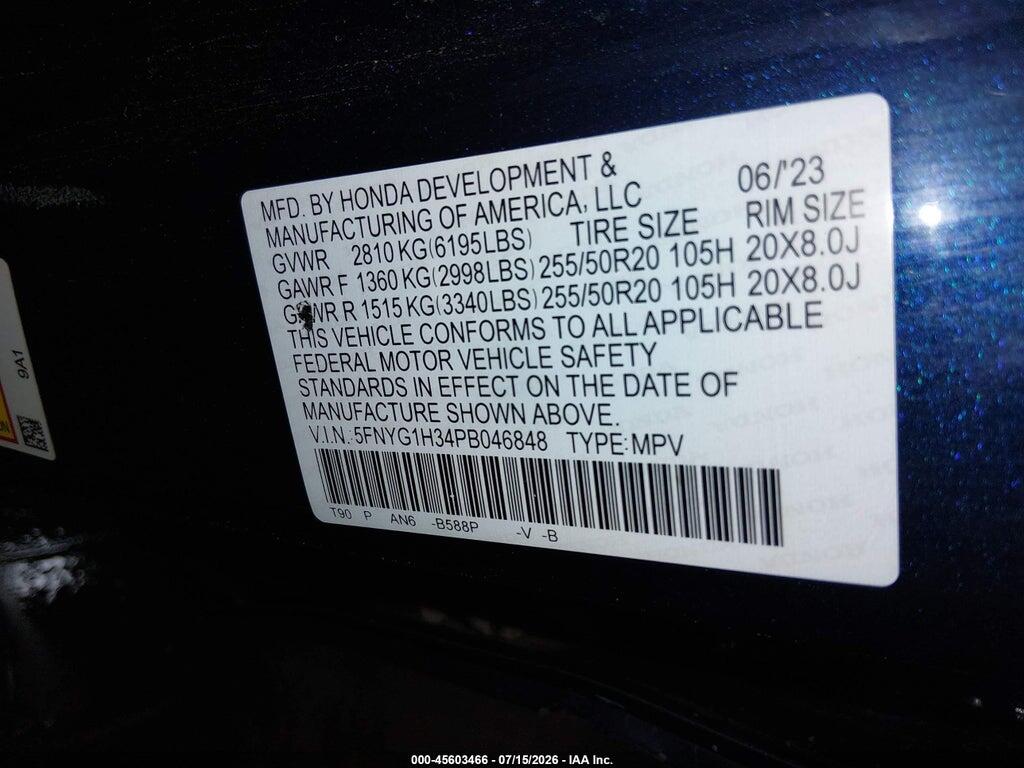 5FNYG1H34PB046848 2023 HONDA PILOT photo no. 9