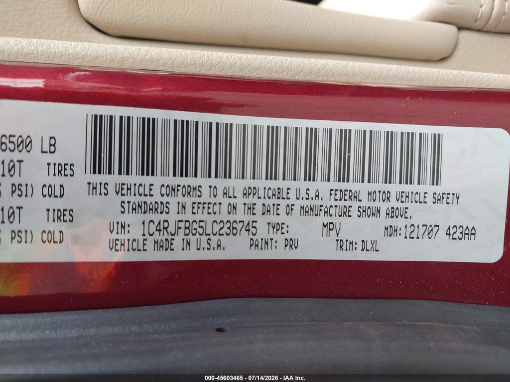 1C4RJFBG5LC236745 2020 JEEP GRAND CHEROKEE photo no. 9