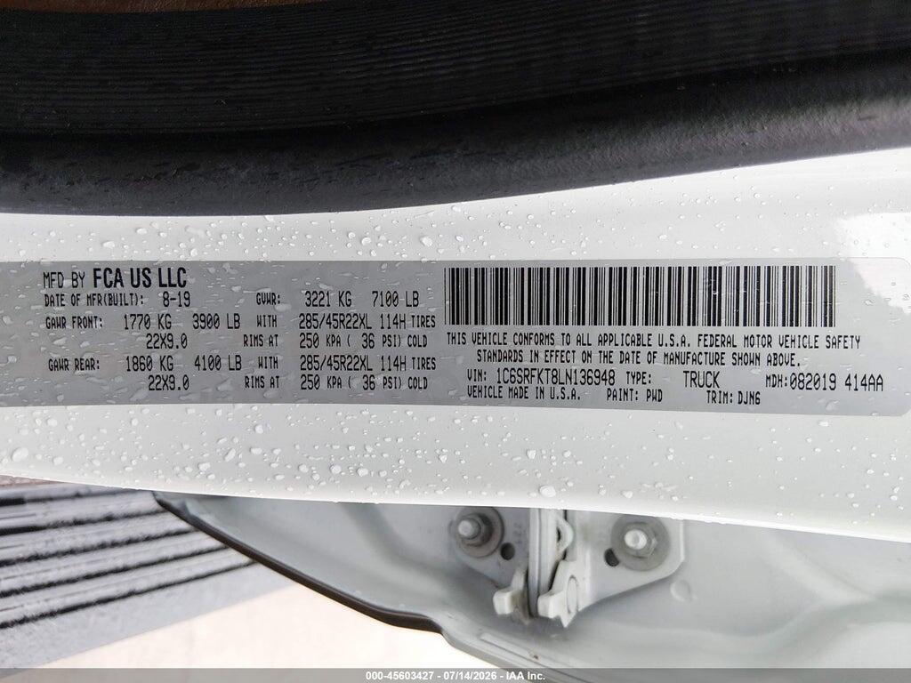 1C6SRFKT8LN136948 2020 RAM 1500 photo no. 9