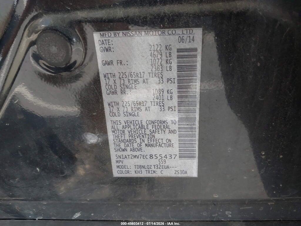 5N1AT2MV7EC855437 2014 NISSAN ROGUE photo no. 9