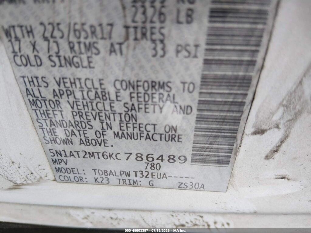 5N1AT2MT6KC786489 2019 NISSAN ROGUE photo no. 9