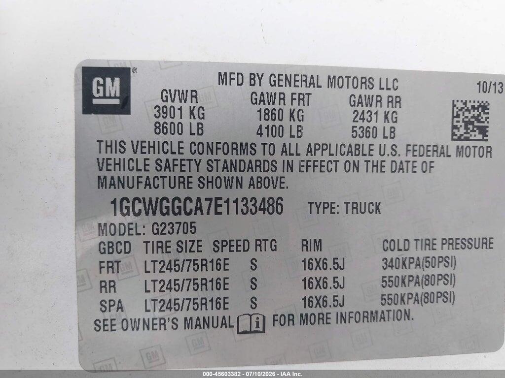 1GCWGGCA7E1133486 2014 CHEVROLET EXPRESS 2500 photo no. 9